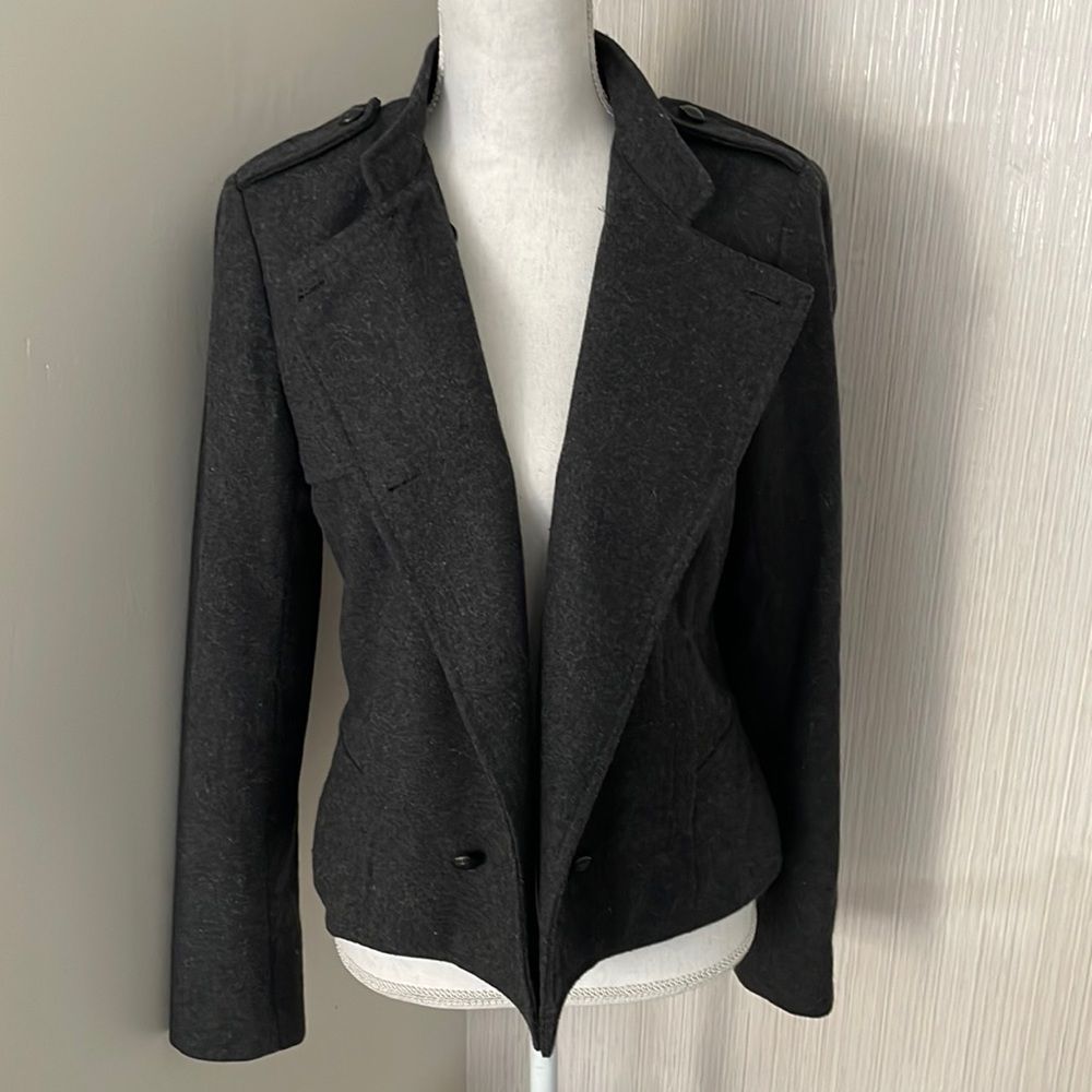 Banana Republic dark heather gray double breasted wool blend jacket size 8